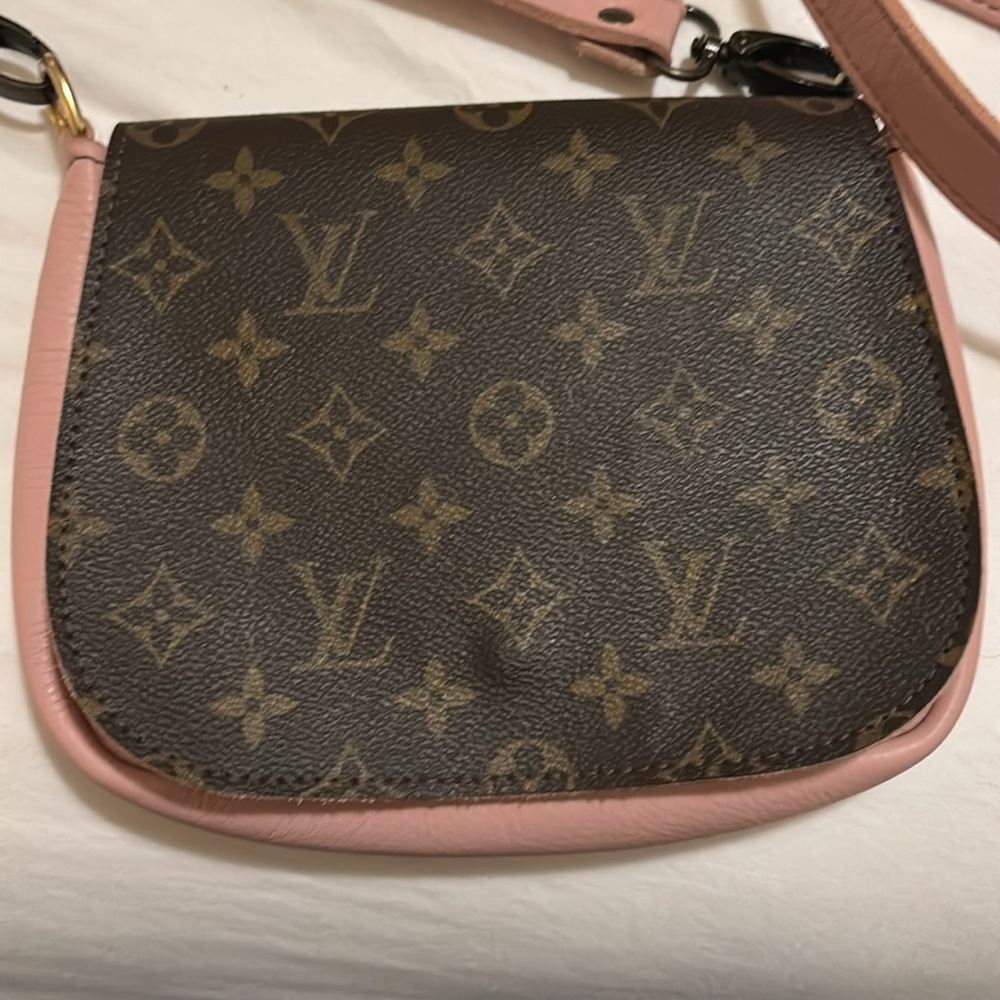 LV monogram and pink leather crossbody bag - Picture 6 of 12